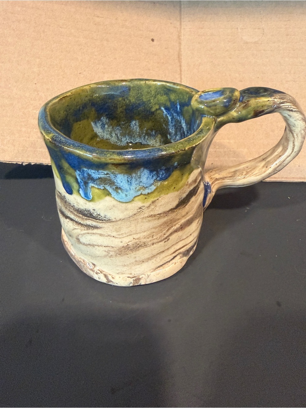 Handcrafted Ceramic Mug in Blue-Green Glaze - Home Art